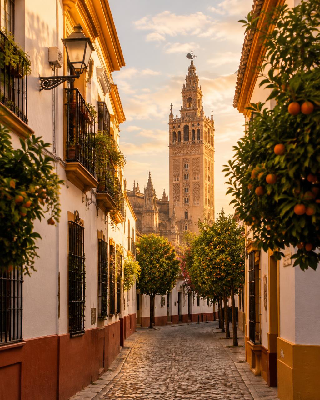Street in Seville with the Giralda